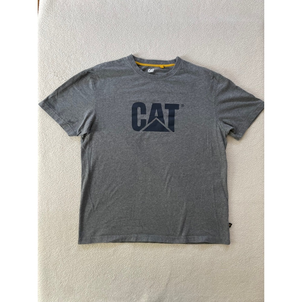 CAT Men Medium T-Shirt Gray Short Sleeve Graphic Logo Tee 1569339